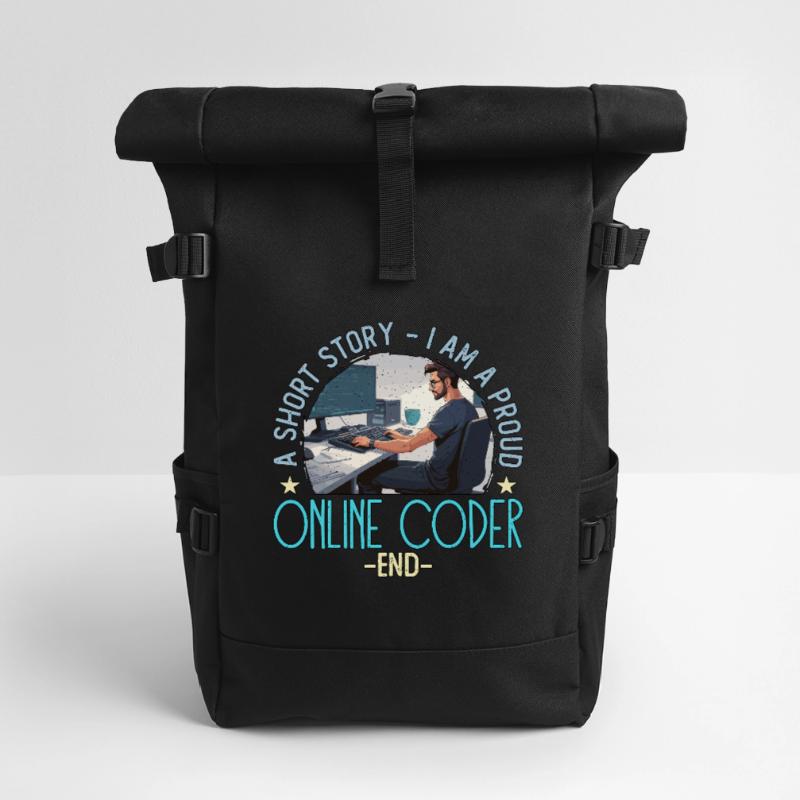 Online Coder A Short Story I Am A Web Developer Roll Top Backpack