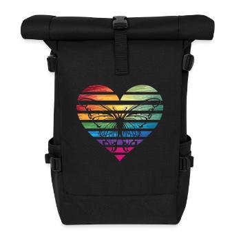 Freiheit im Herz mit Schmetterling - Rolltop Rucksack - Schwarz - Vorne