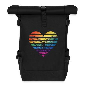 Butterfly in rainbow heart - Roll Top Backpack - black - Front
