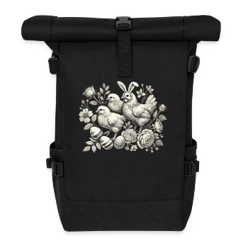 Poussin de Pâques Vintage Poulet Amoureux Rétro - Sac à dos roll top - noir - Devant