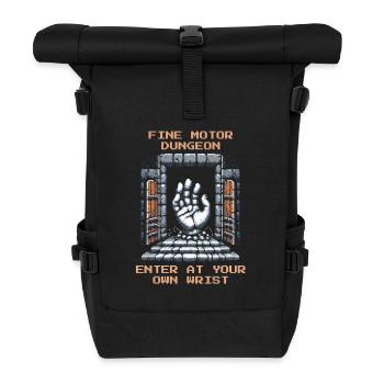 Occupational Therapy Fine Motor Skills Hand Training Retro Pixel - Roll Top Backpack - black - Front