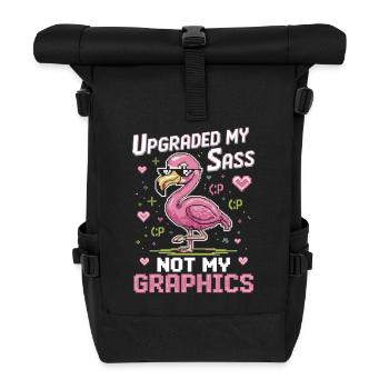 Flamant rose pixel avec attitude - Sac à dos roll top - noir - Devant