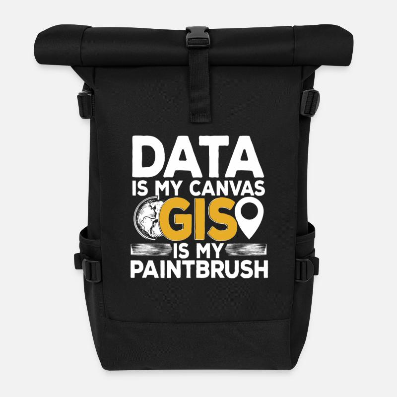 Geografische Informationssysteme - Rolltop Rucksack - Schwarz