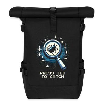 Catch Action Button Gaming Retro Pixel Entomology - Roll Top Backpack - black - Front