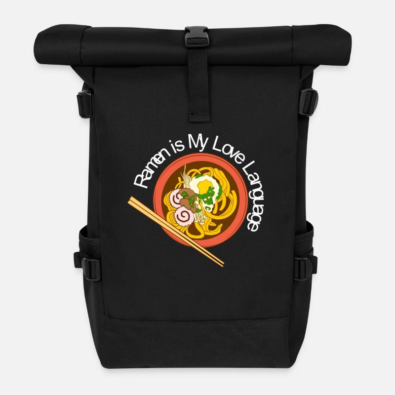 Ramen is My Love Language Noodle Bowl - Roll Top Backpack - black