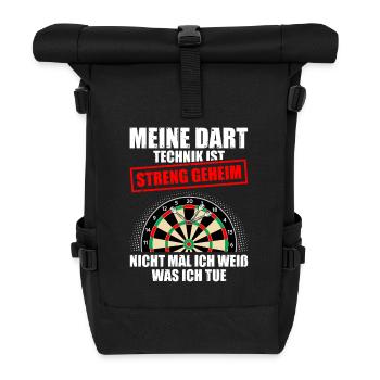 Dartspieler Darts Meine Meine Dart Technik - Rolltop Rucksack - Schwarz - Vorne
