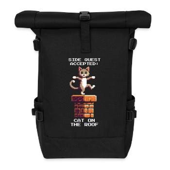 Schornsteinfeger Katze Dach Nebenquest Retro Pixel - Rolltop Rucksack - Schwarz - Vorne