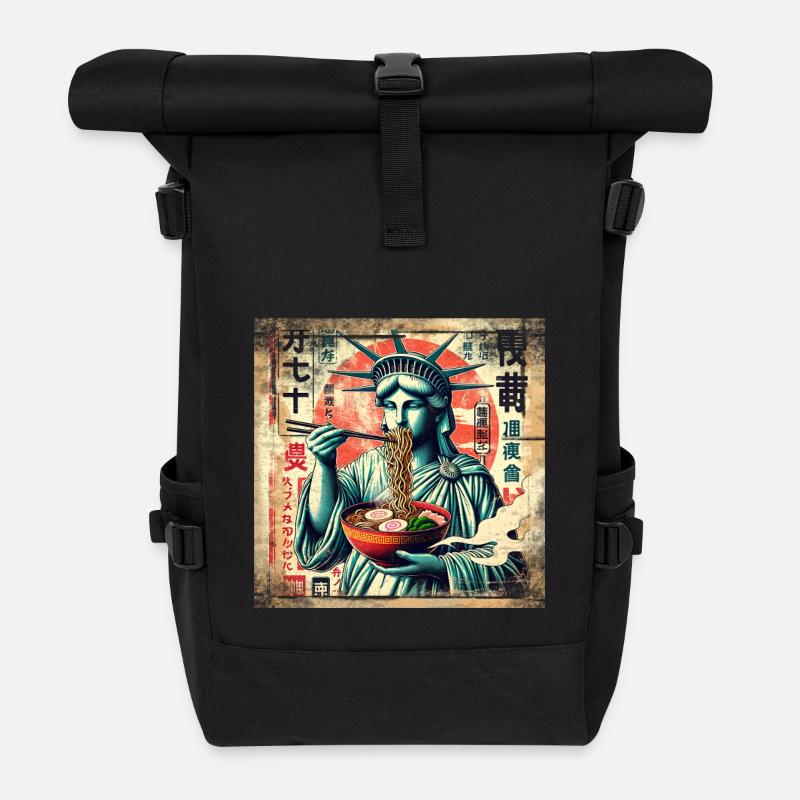 Ramen freiheitsstatue Grunge Poster Style - Rolltop Rucksack - Schwarz