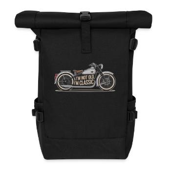 Motorrad Ikone mit Aussage - Rolltop Rucksack - Schwarz - Vorne