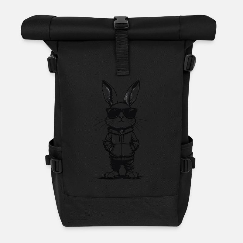 Cooler Hase Mit Sonnenbrille - Rolltop Rucksack - Schwarz