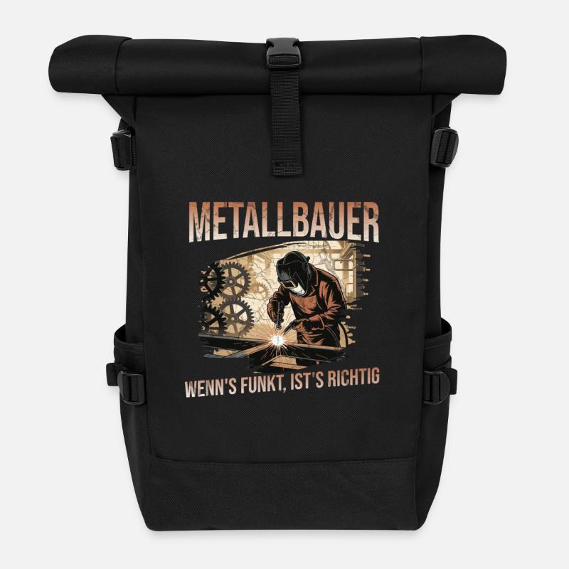 Metallbauer Lustiger Spruch Metallbau Cool Geselle - Rolltop Rucksack - Schwarz