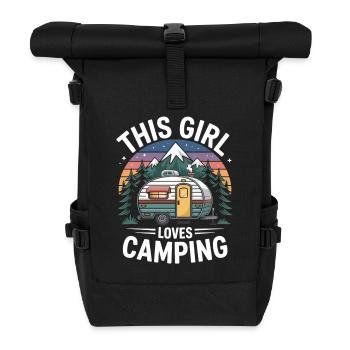 This woman loves camping - Roll Top Backpack - black - Front