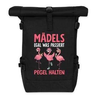 Mädels Egal Was Passiert Pegel Halten - Rolltop Rucksack - Schwarz - Vorne
