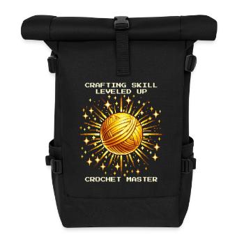 Crochet Skill Level Up | Master Handmade Wool - Roll Top Backpack - black - Front