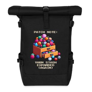 Wollvorrat erweitert | Häkeln Handarbeit Garn DIY - Rolltop Rucksack - Schwarz - Vorne