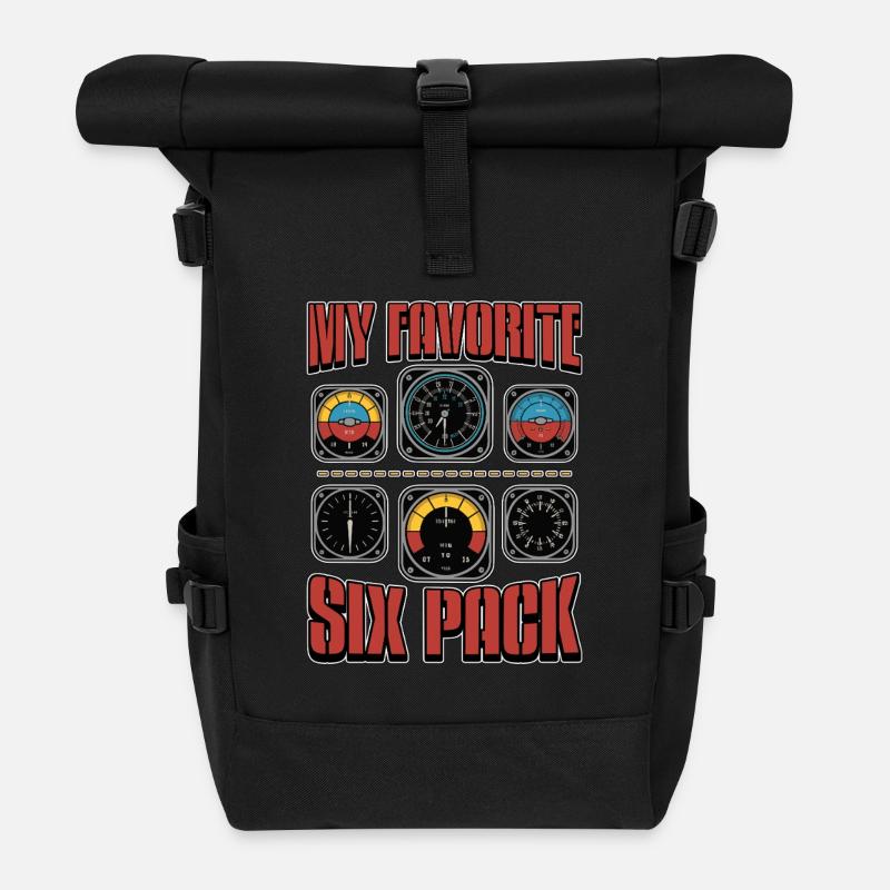 Flight Instructor My Favorite Six Pack Aviation - Rolltop Rucksack - Schwarz
