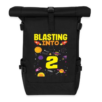 Raketenstart Ins Abenteuer Mit 2 - Rolltop Rucksack - Schwarz - Vorne