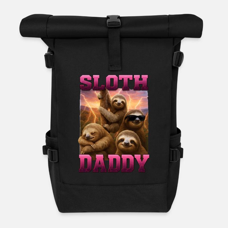Faultier - Rolltop Rucksack - Schwarz