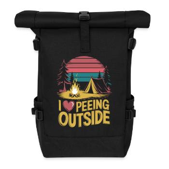 Natur pur – mit Humor - Ich liebe Draußen-Pinkeln - Rolltop Rucksack - Schwarz - Vorne