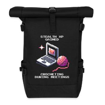 Meeting: Crochet camouflaged | Stitches Yarn Handmade - Roll Top Backpack - black - Front