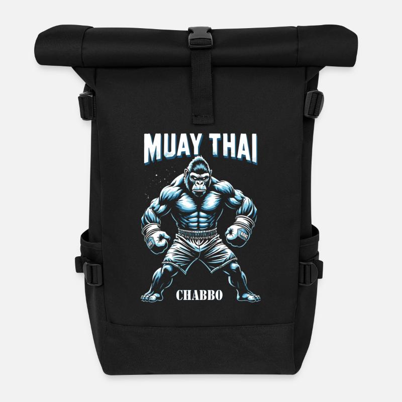 Muay Thai Boxen - Rolltop Rucksack - Schwarz