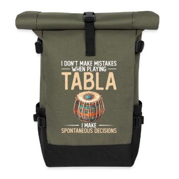 I don't make mistakes playing tabla, - Roll Top Backpack - olive/black - Front
