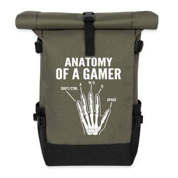 Anatomie eines Gamers - Rolltop Rucksack - Olive/Schwarz - Vorne