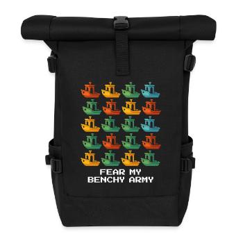 Benchy Army | 3D Printing Test Model Calibration - Roll Top Backpack - black - Front