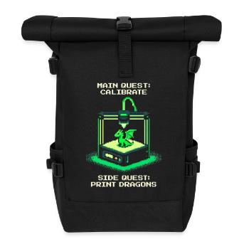 Calibrate & Dragon Print | 3D - Roll Top Backpack - black - Front