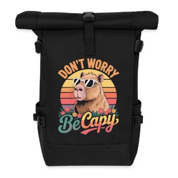 Don’t Worry Be Capy - Capybara rétro - Sac à dos roll top - noir - Devant
