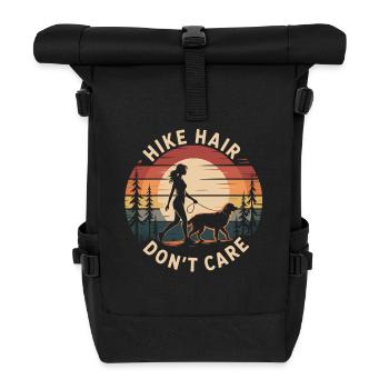 Hiking with Dog Outdoor Women's Shirt - Roll Top Backpack - black - Front