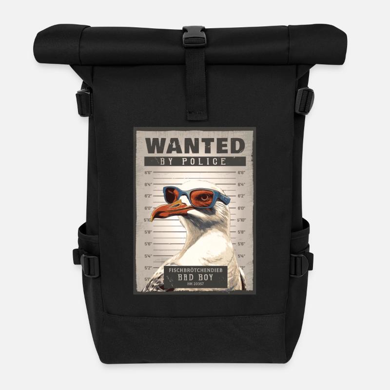 Fischbrötchendieb Möwe - Rolltop Rucksack - Schwarz