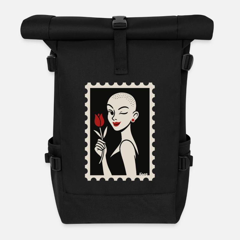 Buzzcut & Rose – ein Briefmarken-Flirt - Rolltop Rucksack - Schwarz