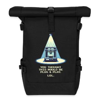 No Plug & Play | 3D Printing Calibration Setup - Roll Top Backpack - black - Front