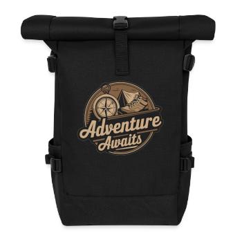 Hiking Compass Adventure T-Shirt - Roll Top Backpack - black - Front