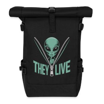Alien im Reißverschluss – Sie leben - Rolltop Rucksack - Schwarz - Vorne