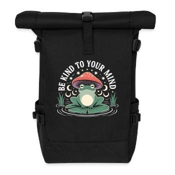Meditierender Frosch auf Seerose - Rolltop Rucksack - Schwarz - Vorne