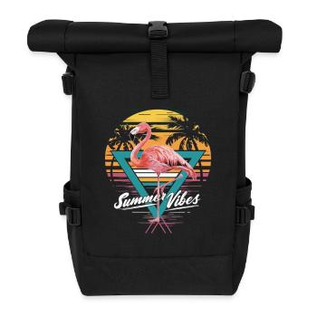Summer Vibes Flamingo Shirt - Roll Top Backpack - black - Front