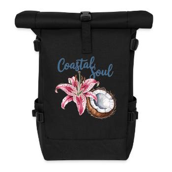 Küstenflair für die Seele, Kokosnuss & Blüte Shirt - Rolltop Rucksack - Schwarz - Vorne