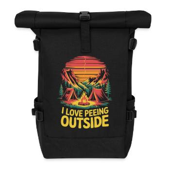 Camping Spruch - Ich liebe draußen zu pinkeln - Rolltop Rucksack - Schwarz - Vorne