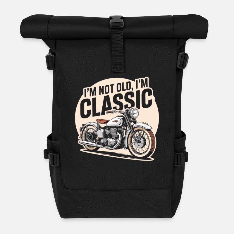 Motards vintage : classiques au lieu d’anciens - Sac à dos roll top - noir