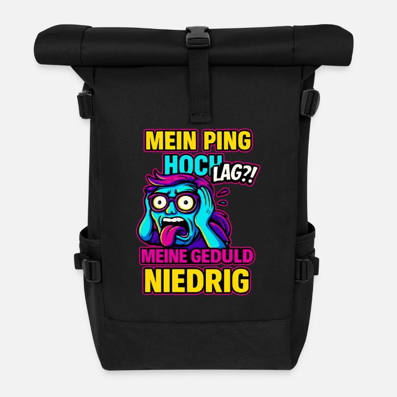 My ping high, my patience low - Roll Top Backpack - black