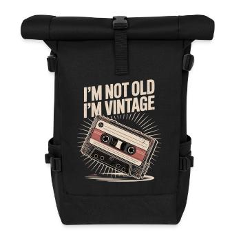 Klassisch statt alt – Vintage-Style - Rolltop Rucksack - Schwarz - Vorne