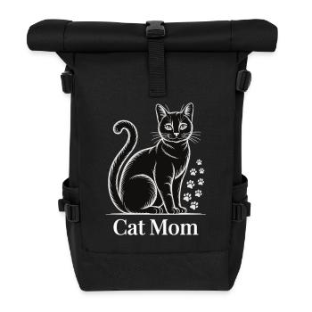 For proud cat moms, paw love and cat look - Roll Top Backpack - black - Front
