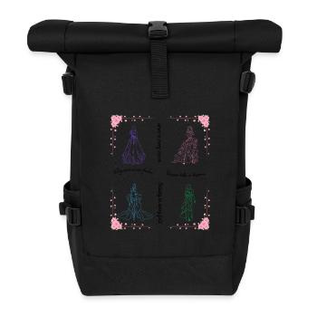 Elegant fashion silhouettes – fashion art in the floral - Roll Top Backpack - black - Front