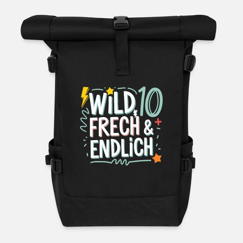 Wild, Frech & Endlich 10 Jahre 10. Geburtstag - Rolltop Rucksack - Schwarz