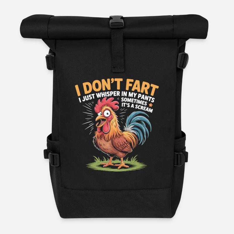 I Don't Fart Chicken Shirt - Roll Top Backpack - black