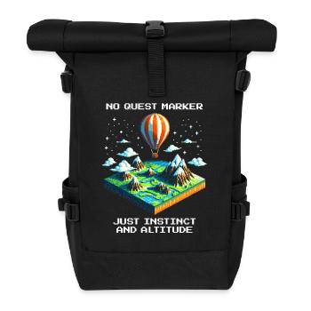 Instinkt & Höhe | Ballonfahrt ohne Wegweiser - Rolltop Rucksack - Schwarz - Vorne