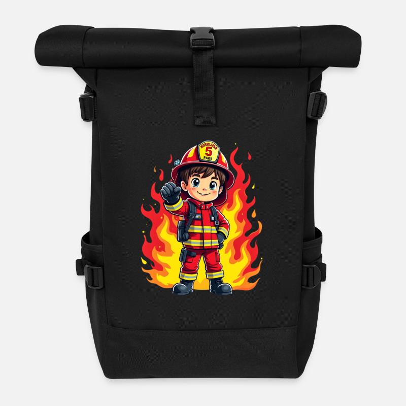 kleiner Feuerwehrmann - Rolltop Rucksack - Schwarz