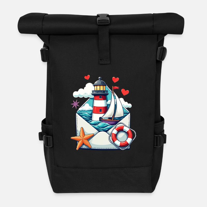maritime Post - Rolltop Rucksack - Schwarz